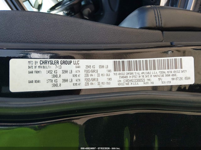 Aukcja sprzedaży 2013 Dodge Durango Sxt, vin: 1C4RDHAG1DC692523, numer aukcji: 45524897