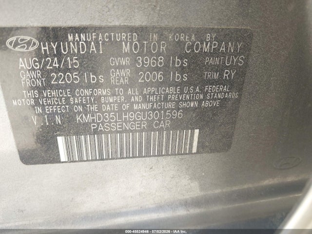 Продаж на аукціоні авто 2016 Hyundai Elantra Gt, vin: KMHD35LH9GU301596, номер лоту: 45524946