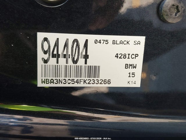 Продажа на аукционе авто 2015 Bmw 428i, vin: WBA3N3C54FK233266, номер лота: 45524953
