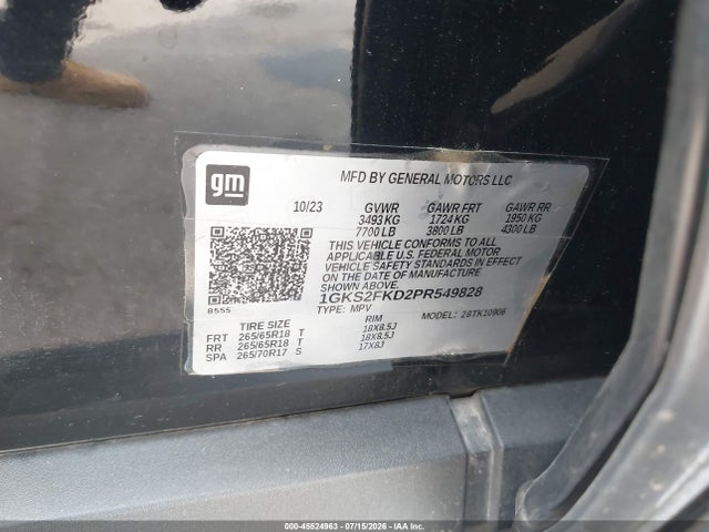 Aukcja sprzedaży 2023 Gmc Yukon Xl 4wd Sle, vin: 1GKS2FKD2PR549828, numer aukcji: 45524963