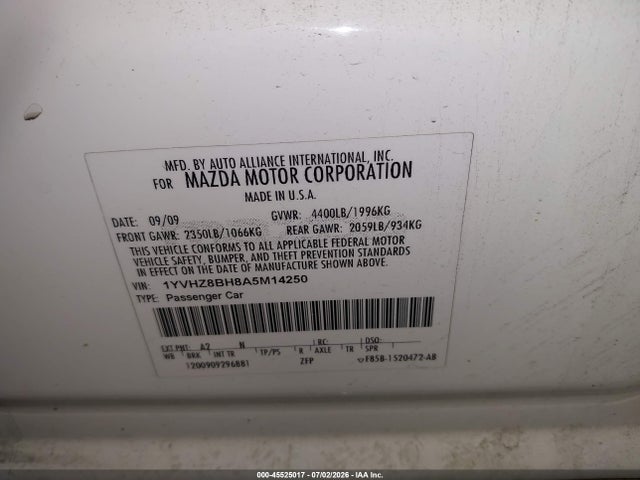 Aukcja sprzedaży 2010 Mazda Mazda6 I Sport, vin: 1YVHZ8BH8A5M14250, numer aukcji: 45525017