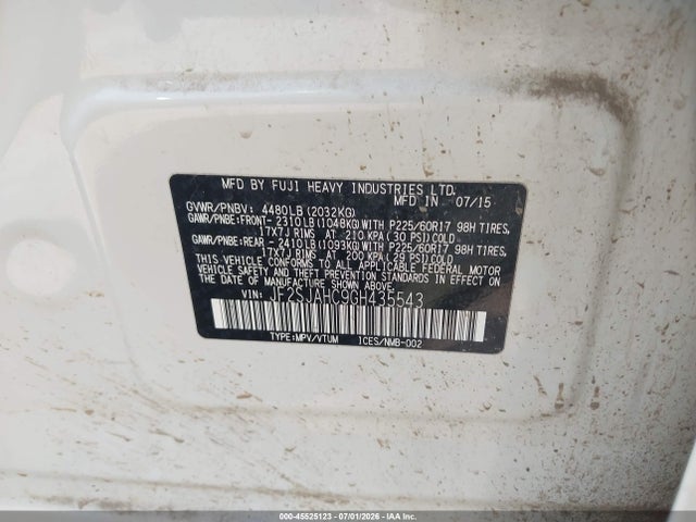Aukcja sprzedaży 2016 Subaru Forester 2.5i Limited, vin: JF2SJAHC9GH435543, numer aukcji: 45525123