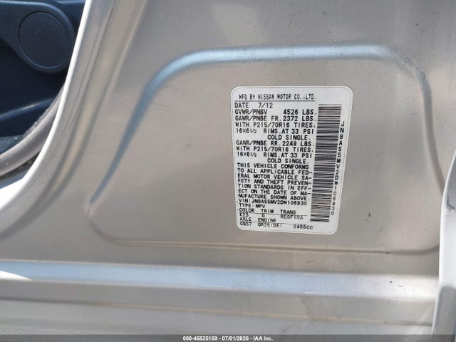 2013 Nissan Rogue S მანქანა იყიდება აუქციონზე, vin: JN8AS5MV2DW106930, აუქციონის ნომერი: 45525159