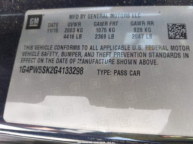 45525199 :رقم المزاد ، 1G4PW5SK2G4133298 vin ، 2016 Buick Verano Sport Touring Group مزاد بيع