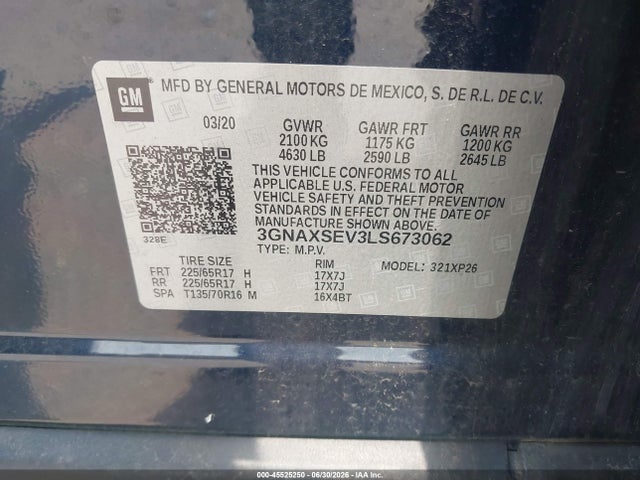 Chevrolet Equinox Awd Ls 2020 3GNAXSEV3LS673062 Image 9
