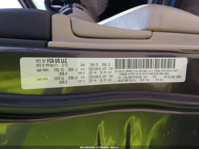 Aukcja sprzedaży 2015 Jeep Grand Cherokee Limited, vin: 1C4RJFBG7FC767076, numer aukcji: 45525256