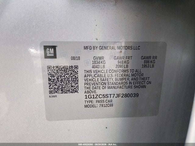 1G1ZC5ST7JF280039 Chevrolet Malibu 1fl