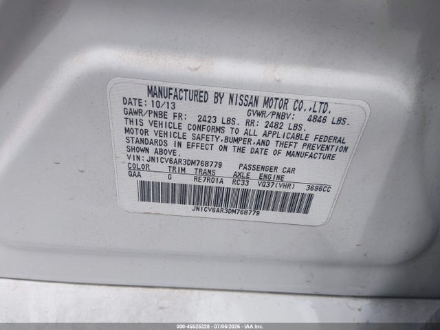 Продажа на аукционе авто 2013 Infiniti G37x, vin: JN1CV6AR3DM768779, номер лота: 45525328