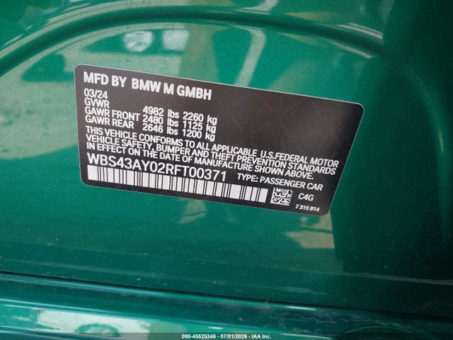 BMW M3 Competition Xdrive 2024 WBS43AY02RFT00371 Image 9
