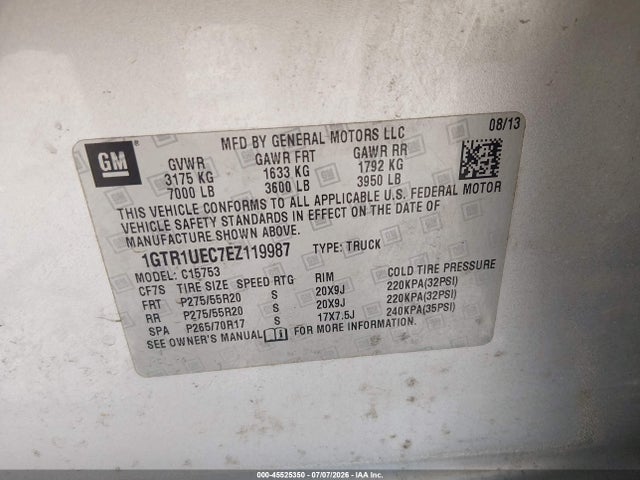 Aukcja sprzedaży 2014 Gmc Sierra 1500 Sle, vin: 1GTR1UEC7EZ119987, numer aukcji: 45525350