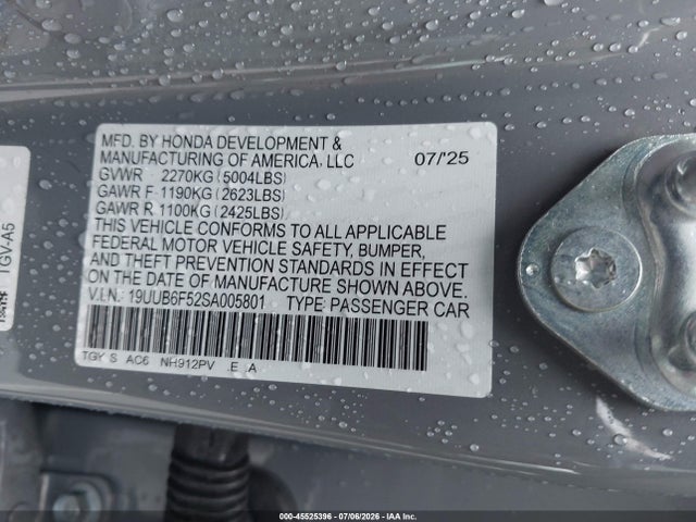 Продаж на аукціоні авто 2025 Acura Tlx A-spec Package, vin: 19UUB6F52SA005801, номер лоту: 45525396