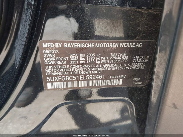 Aukcja sprzedaży 2014 Bmw X6 Xdrive50i, vin: 5UXFG8C51EL592461, numer aukcji: 45525519