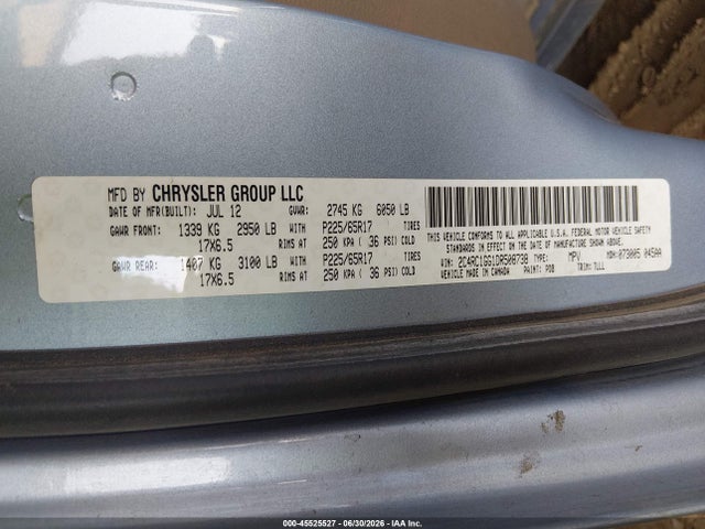 45525527 :رقم المزاد ، 2C4RC1GG1DR508738 vin ، 2013 Chrysler Town & Country Limited مزاد بيع