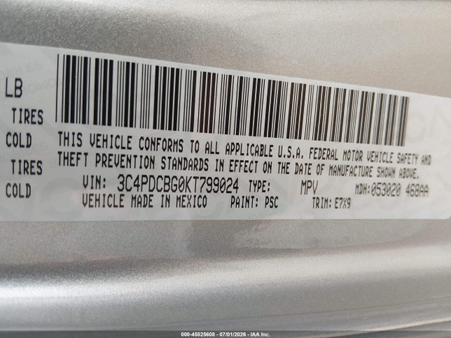 Dodge JOURNEY SE 2019 3C4PDCBG0KT799024 Image 9