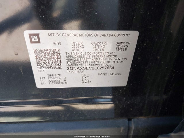 2GNAXSEV2L6257664 Chevrolet Equinox Awd Ls