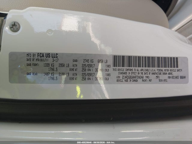 Dodge Grand Caravan Se 2017 2C4RDGBG0HR724240 Image 9