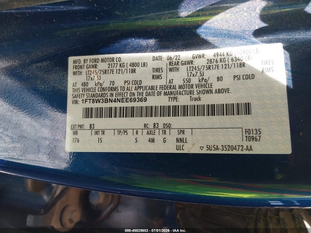 1FT8W3BN4NEE69369 Ford F-350 King Ranch/lariat/platinum/xl/xlt