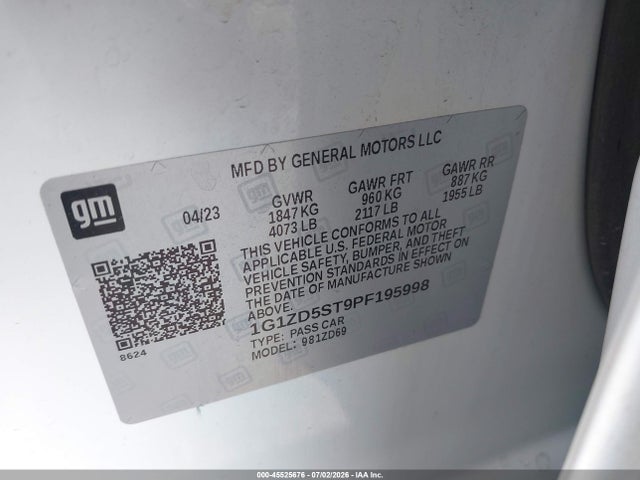 1G1ZD5ST9PF195998 Chevrolet Malibu Fwd 1lt