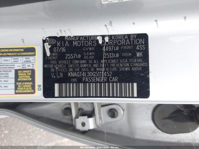 KIA Optima Lx 2016 KNAGT4L30G5111452 Image 9