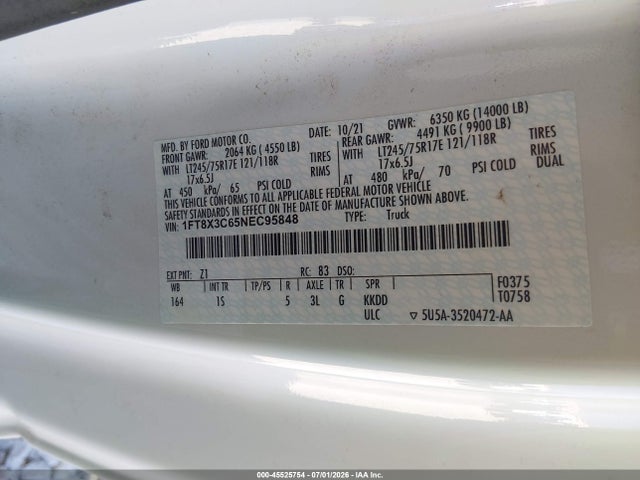 1FT8X3C65NEC95848 Ford F-350 Lariat/xl/xlt