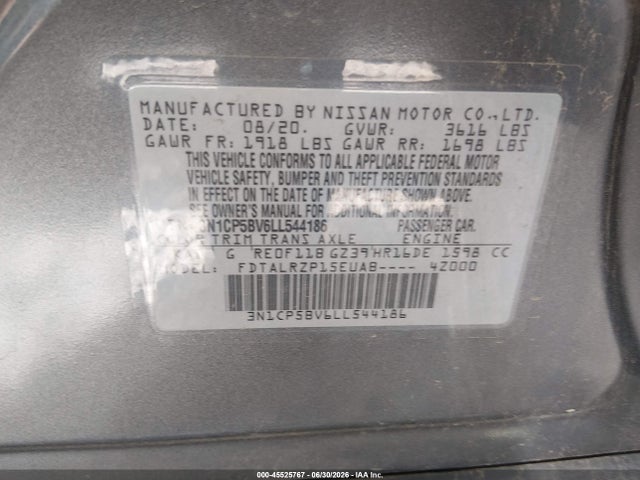 3N1CP5BV6LL544186 Nissan Kicks S Xtronic Cvt