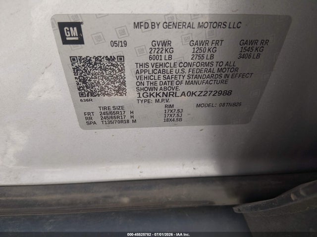 GMC Acadia Sle-1 2019 1GKKNRLA0KZ272988 Image 9