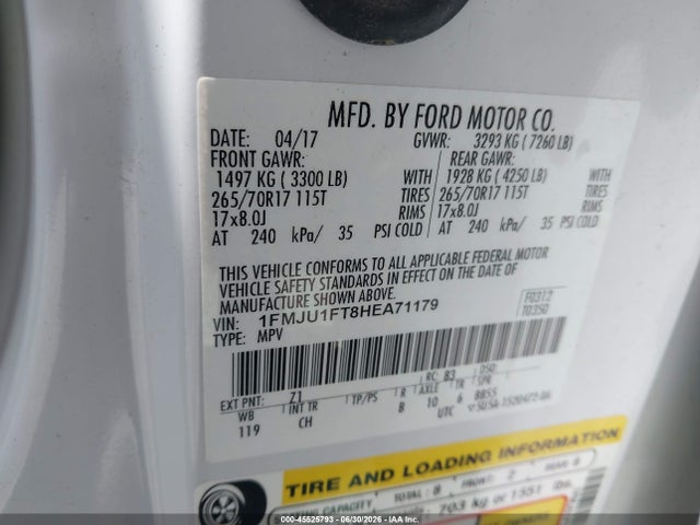 1FMJU1FT8HEA71179 Ford Expedition Xl