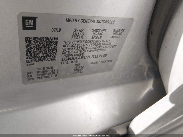 Chevrolet Tahoe 4wd Ls 2020 1GNSKAEC7LR119148 Image 9