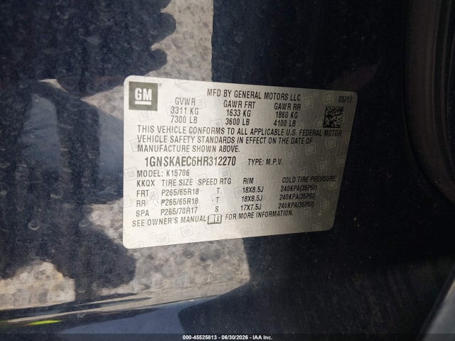 Chevrolet Tahoe Ls 2017 1GNSKAEC6HR312270 Image 9