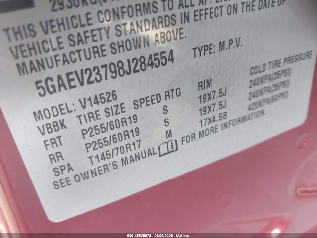 Продажа на аукционе авто 2008 Buick Enclave Cxl, vin: 5GAEV23798J284554, номер лота: 45525978