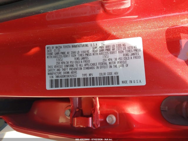 45525980 :رقم المزاد ، 7MMVABBM0SN382633 vin ، 2025 Mazda Cx-50 2.5 S Preferred Package مزاد بيع