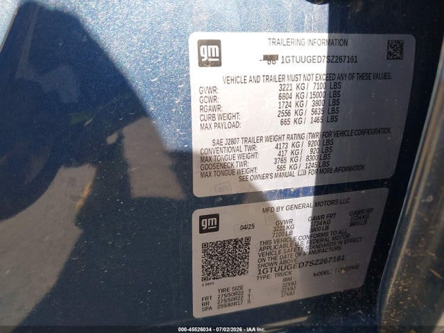 Aukcja sprzedaży 2025 Gmc Sierra 1500 4wd  Short Box Denali, vin: 1GTUUGED7SZ267161, numer aukcji: 45526034