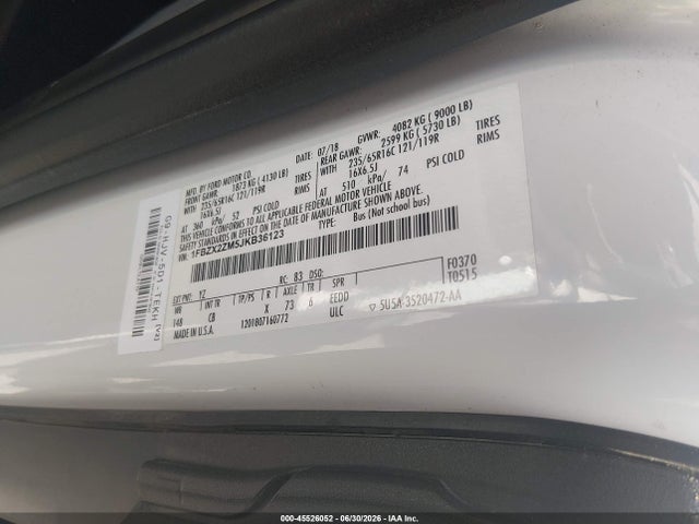 1FBZX2ZM5JKB36123 Ford Transit-350 Xl/xlt