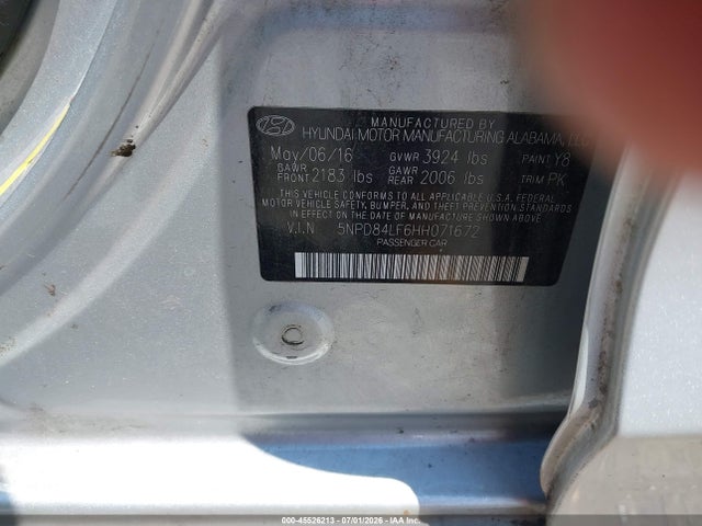5NPD84LF6HH071672 Hyundai ELANTRA SE