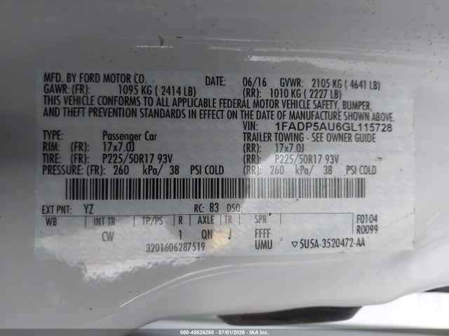 1FADP5AU6GL115728 Ford C-max Hybrid Se