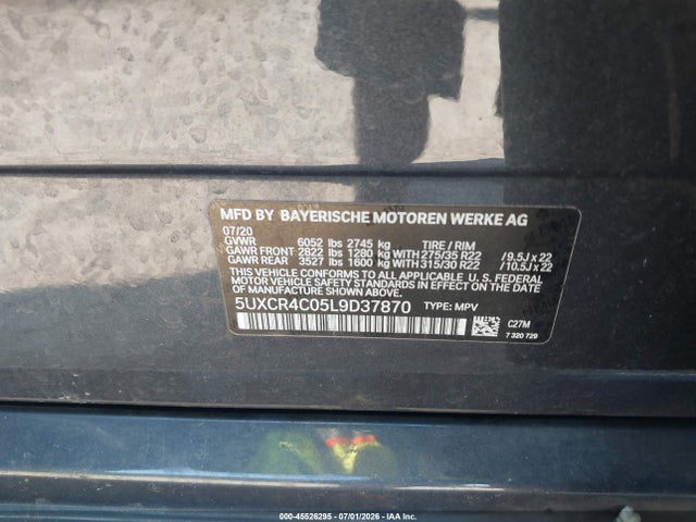 2020 Bmw X5 Sdrive40i მანქანა იყიდება აუქციონზე, vin: 5UXCR4C05L9D37870, აუქციონის ნომერი: 45526295