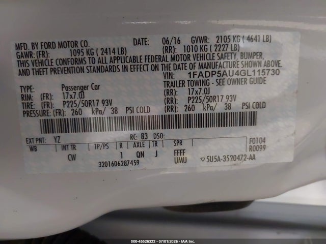 1FADP5AU4GL115730 Ford C-max Hybrid Se