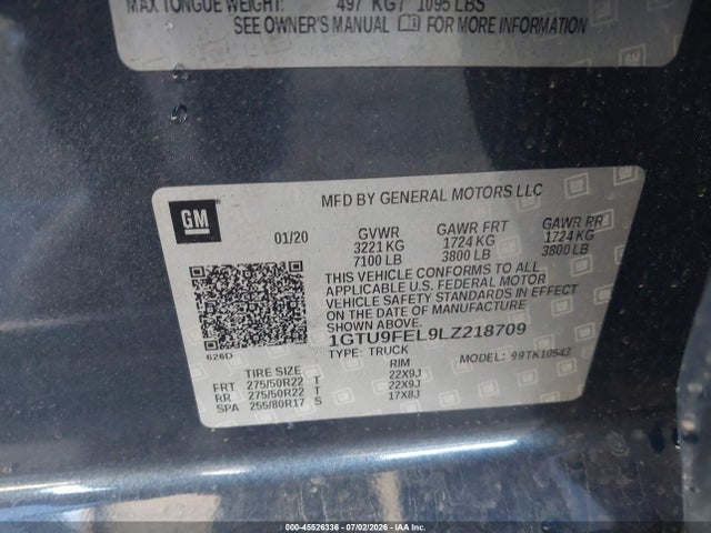 1GTU9FEL9LZ218709 GMC Sierra 1500 4wd Short Box Denali