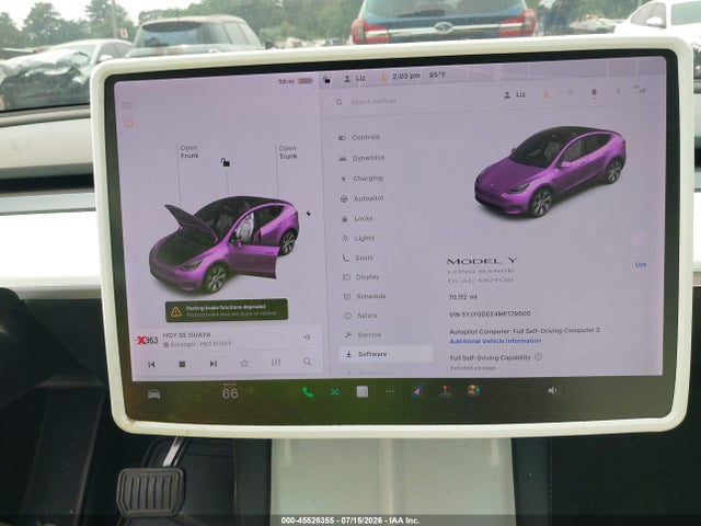 2021 Tesla Model Y Long Range Dual Motor All-wheel Drive მანქანა იყიდება აუქციონზე, vin: 5YJYGDEE4MF179600, აუქციონის ნომერი: 45526355
