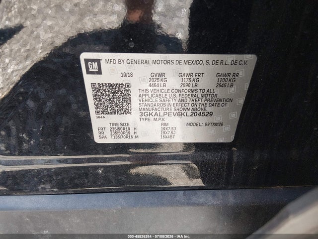 Продажа на аукционе авто 2019 Gmc Terrain Slt, vin: 3GKALPEV6KL204529, номер лота: 45526384