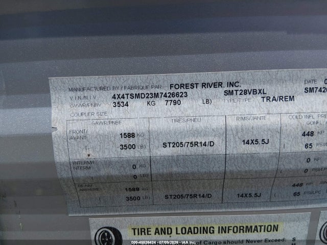 4X4TSMD23M7426623 Forest River Salem