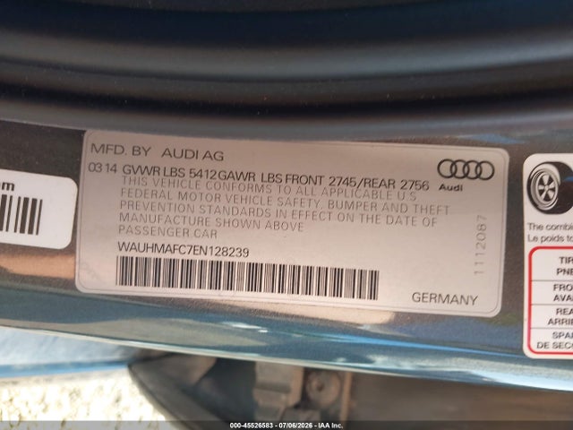 Aukcja sprzedaży 2014 Audi A6 3.0 Tdi Premium Plus, vin: WAUHMAFC7EN128239, numer aukcji: 45526583