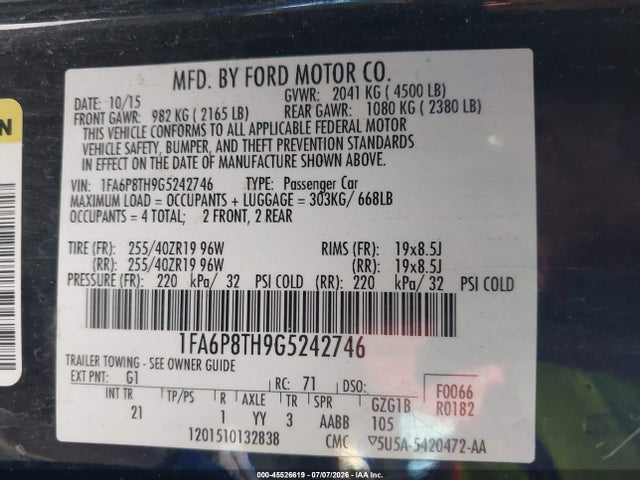 Ford Mustang Ecoboost 2016 1FA6P8TH9G5242746 Image 9