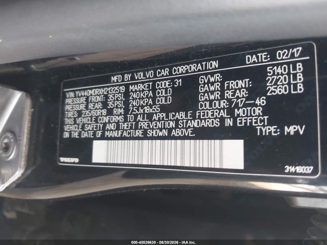 YV440MDRXH2132519 Volvo Xc60 T5 Dynamic