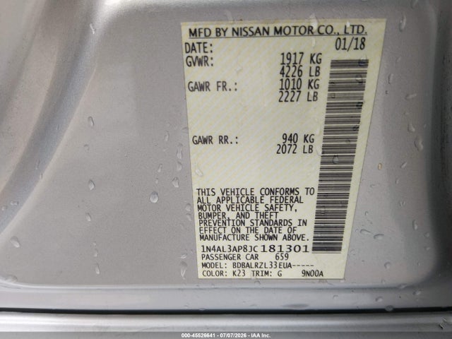 Nissan Altima 2.5 Sl 2018 1N4AL3AP8JC181301 Image 9