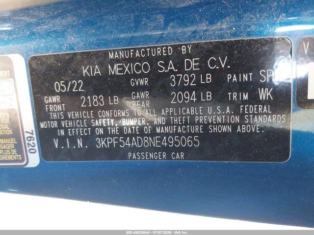 KIA Forte Gt-line 2022 3KPF54AD8NE495065 Image 9
