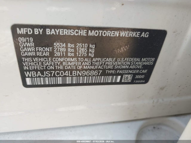 Aukcja sprzedaży 2020 Bmw M550i Xdrive, vin: WBAJS7C04LBN96867, numer aukcji: 45526667