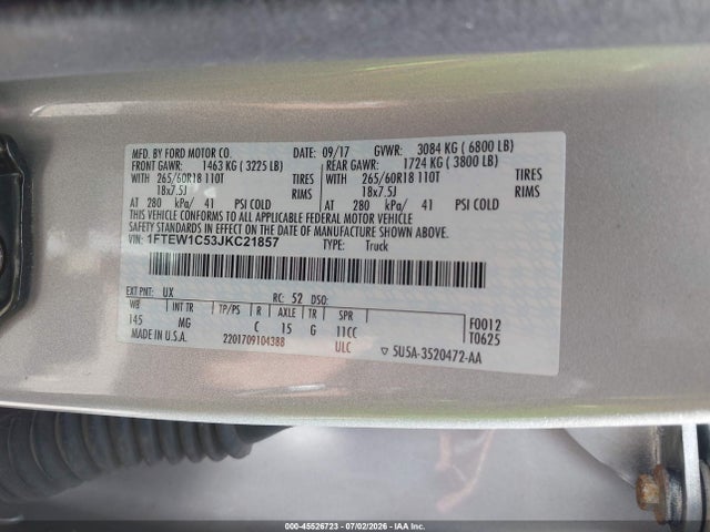 1FTEW1C53JKC21857 Ford F-150 King Ranch/lariat/platinum/xl/xlt