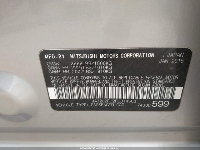 Продаж на аукціоні авто 2015 Mitsubishi Lancer Es, vin: JA32U2FU2FU014503, номер лоту: 45526769
