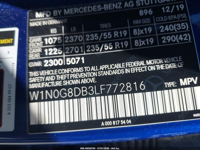 W1N0G8DB3LF772816 Mercedes-Benz GLC 300